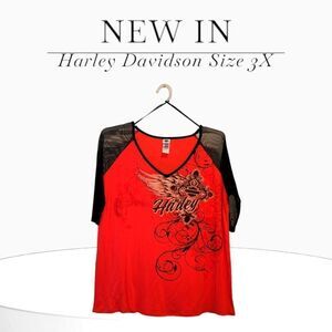 Harley Davidson Red and Black Shirt - Size 3X